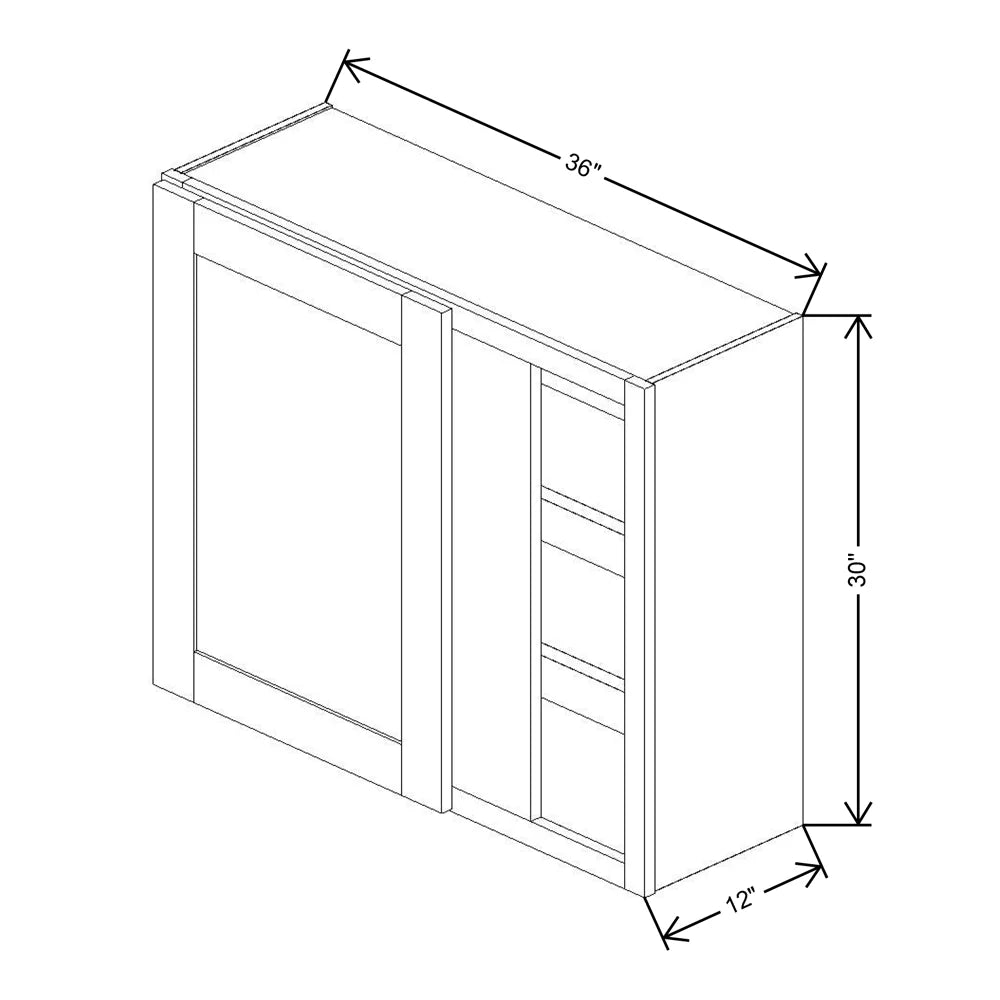 Fabuwood Quest Metro Frost 36" TO 39" W X 30" H X 12" D Single Door Blind Corner Wall Cabinet - NO FINISH - image 1