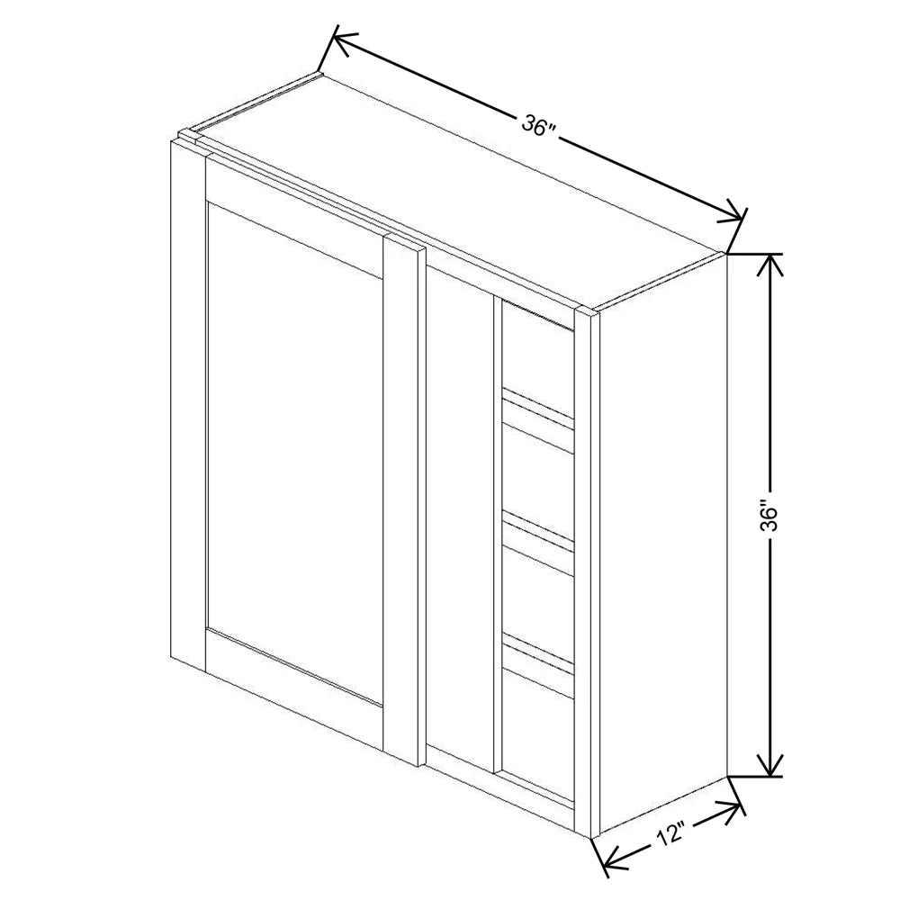 Fabuwood Value Premium Hallmark Frost 36" TO 39" W X 36" H X 12" D Single Door Blind Corner Wall Cabinet - RIGHT SIDE (R)
