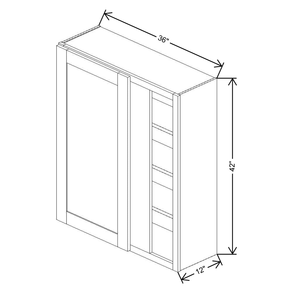 Fabuwood Quest Discovery Frost 36" TO 39" W X 42" H X 12" D Single Door Blind Corner Wall Cabinet - BOTH SIDE (BS)