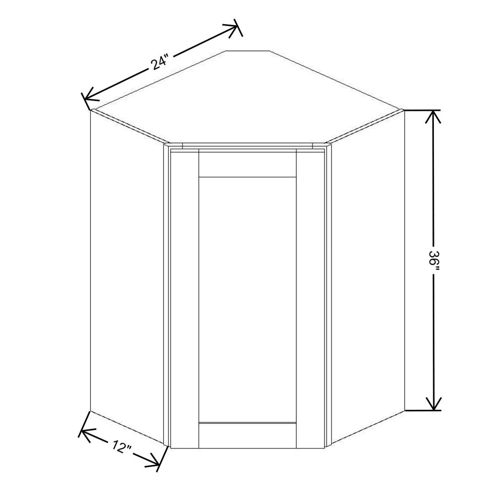 Fabuwood Allure Onyx Frost 24" W X 36" H X 12" D Diagonal Corner Wall Cabinet - LEFT SIDE (L)
