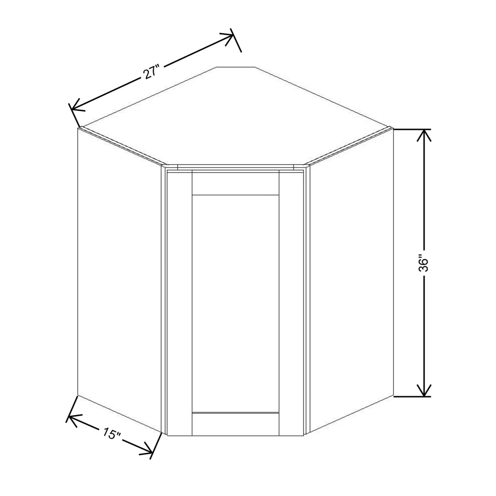 Fabuwood Value Premium Hallmark Frost 27" W X 36" H X 12" D Diagonal Corner Wall Cabinet - NO FINISH - image 1
