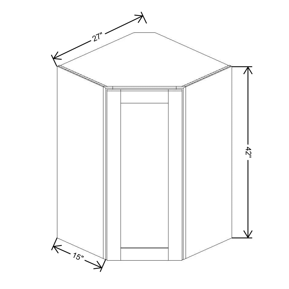 Fabuwood Value Premium Hallmark Frost 27" W X 42" H X 12" D Diagonal Corner Wall Cabinet - NO FINISH - image 1