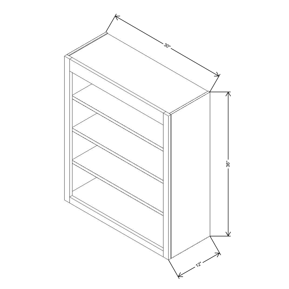 Fabuwood Allure Galaxy Mocha 30" W X 36" H X 12" D Wall Open Shelf Cabinet - LEFT SIDE (LS)