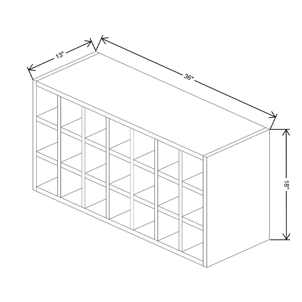 Fabuwood Illume Catalina Bianco Gloss 36" W X 18" H X 13" D Wine Rack Cabinet
