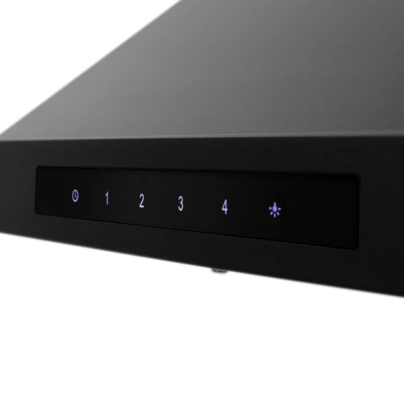 ZLINE 30 in. CrownSound™ Ducted Vent Wall Mount Range Hood in Black Stainless Steel with Built-in Bluetooth Speakers (BSKBNCRN-BT-30)