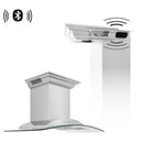 ZLINE 36 in. CrownSound™ Ducted Vent Wall Mount Range Hood in Stainless Steel and Glass with Built-in Bluetooth Speakers (KNCRN-BT-36)