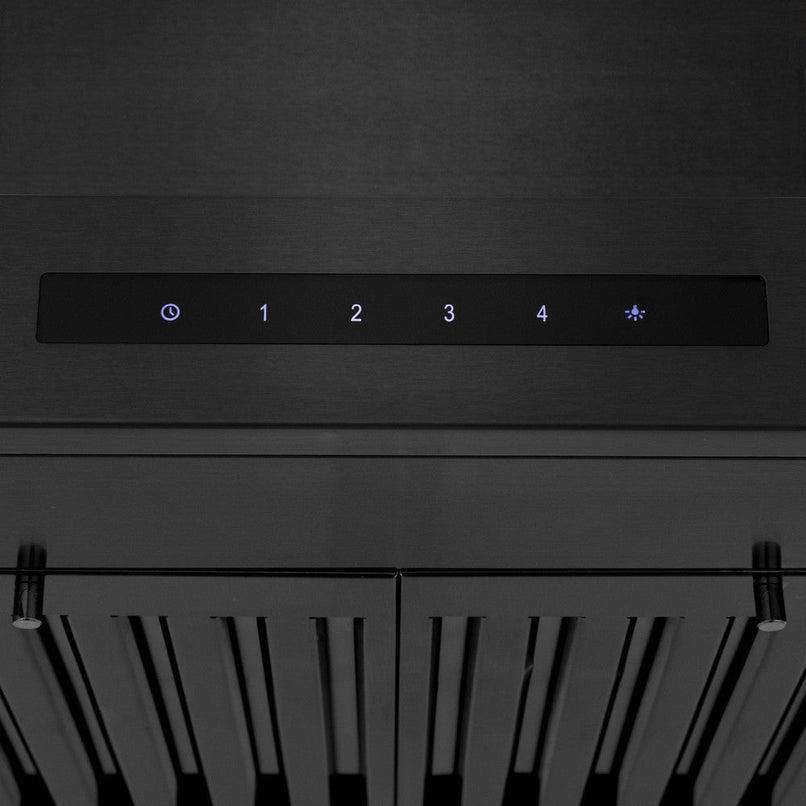 ZLINE 30 in. CrownSound™ Ducted Vent Wall Mount Range Hood in Black Stainless Steel with Built-in Bluetooth Speakers (BSKENCRN-BT-30)