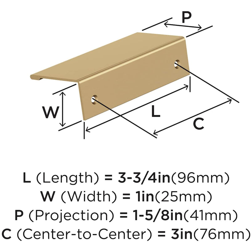 Edge Pull 3-3/4 Inch Long Finger Cabinet Pull - image 3