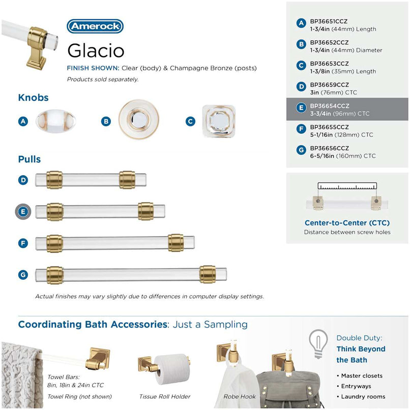 Glacio 3-3/4 Inch Center to Center Bar Cabinet Pull - image 7