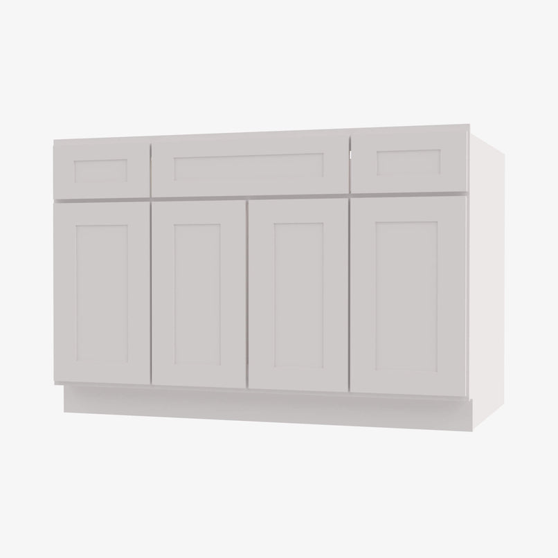 AW-S4821B12D-34-1/2 Double Door 48 Inch Sink Base Combo Vanity with Drawers | Ice White Shaker - image 1