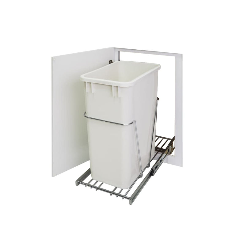 Single 35 or 50 Quart Bottom Mount 10-1/4" Wide Wire Pull Out Trash Can Kit with Full Extension Slides - Trash Bin Not Included - For 12" Wide Cabinet Openings - image 2
