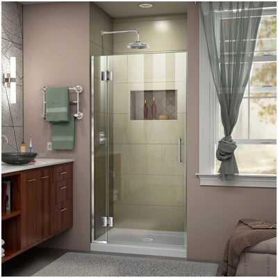 Unidoor-X 72" High x 29" Wide Hinged Frameless Shower Door with Clear Glass - image 1