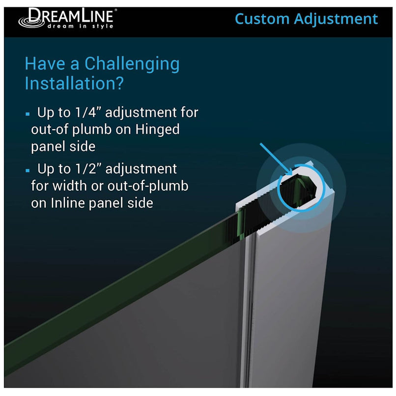 Unidoor-X 72" High x 52-1/2" Wide Hinged Frameless Shower Door with Clear Glass - image 2