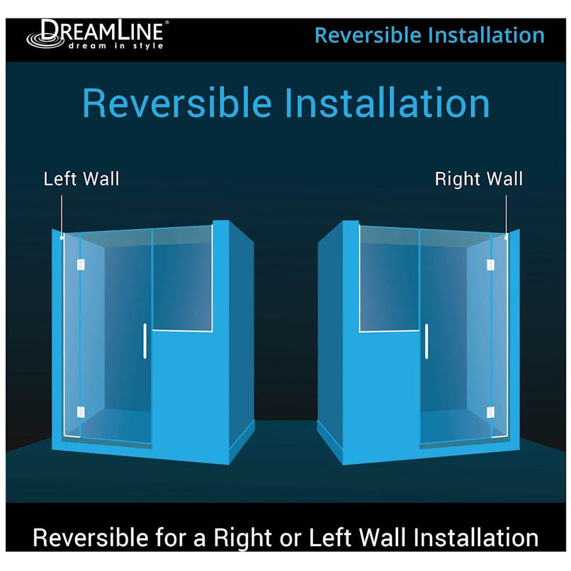 Unidoor-X 72" High x 60-1/2" Wide Hinged Frameless Shower Door with Clear Glass - image 3