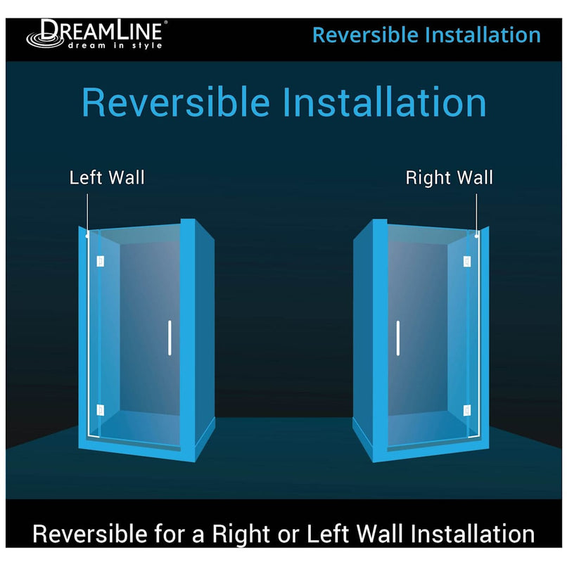 Unidoor-X 72" High x 30" Wide Hinged Frameless Shower Door with Clear Glass - image 3