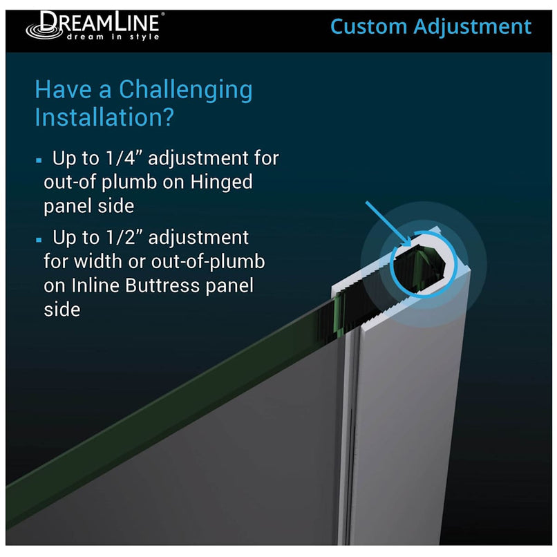 Unidoor-X 72" High x 61-1/2" Wide Hinged Frameless Shower Door with Clear Glass - image 2