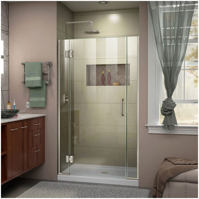 Unidoor-X 72" High x 40" Wide Hinged Frameless Shower Door with Clear Glass - image 1