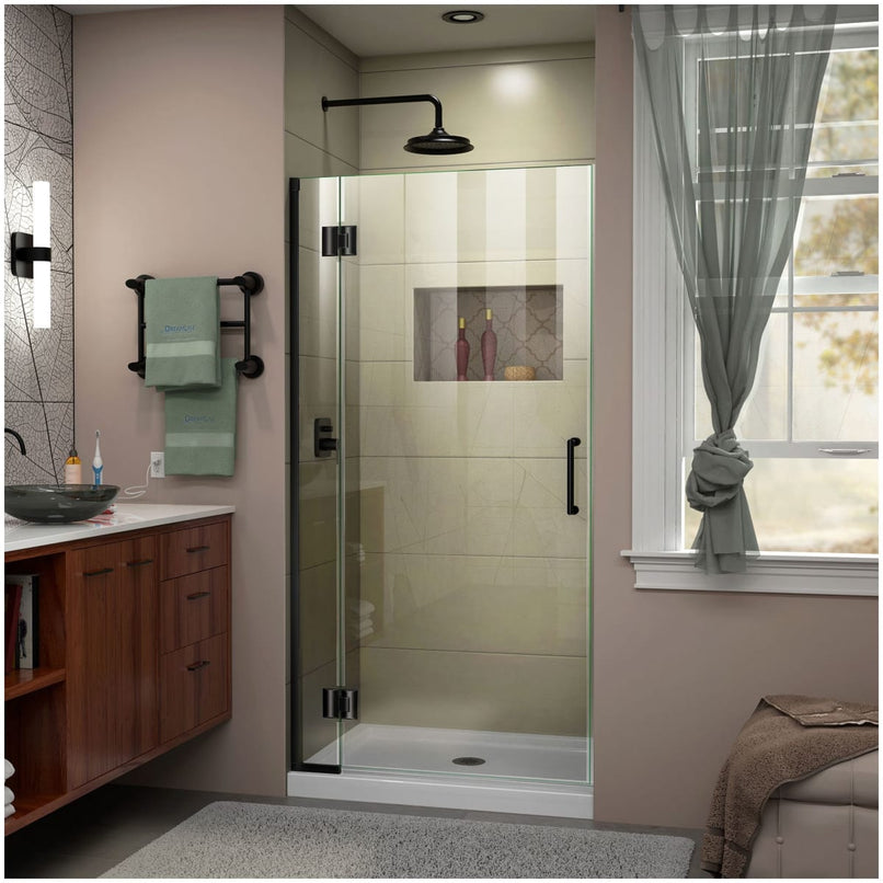 Unidoor-X 72" High x 34" Wide Hinged Frameless Shower Door with Clear Glass - image 1