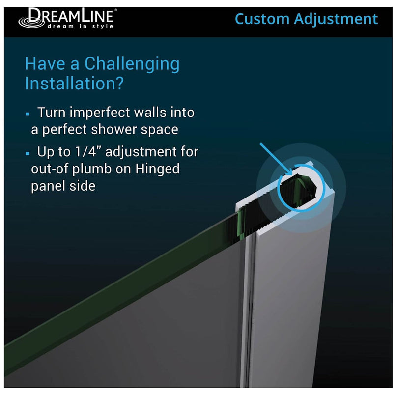 Unidoor-X 72" High x 34" Wide Hinged Frameless Shower Door with Clear Glass - image 2