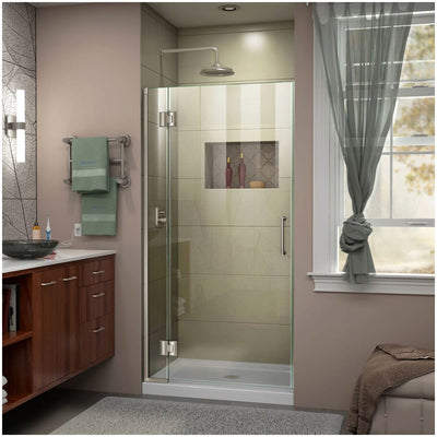 Unidoor-X 72" High x 36" Wide Hinged Frameless Shower Door with Clear Glass - image 1