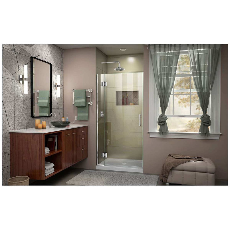 Unidoor-X 72" High x 36" Wide Hinged Frameless Shower Door with Clear Glass - image 9