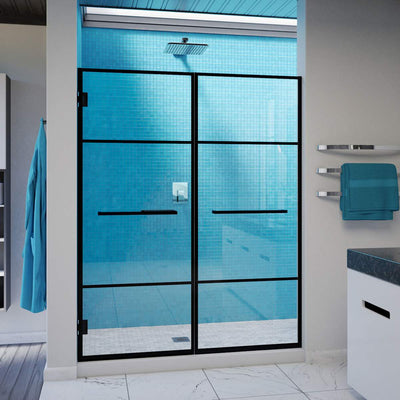 Unidoor Madrid 72" High x 58-1/2" Wide Hinged Frameless Shower Door with Clear Glass - image 1
