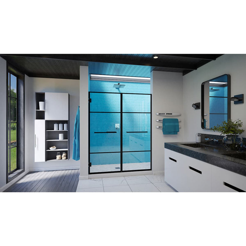 Unidoor Madrid 72" High x 58-1/2" Wide Hinged Frameless Shower Door with Clear Glass - image 2