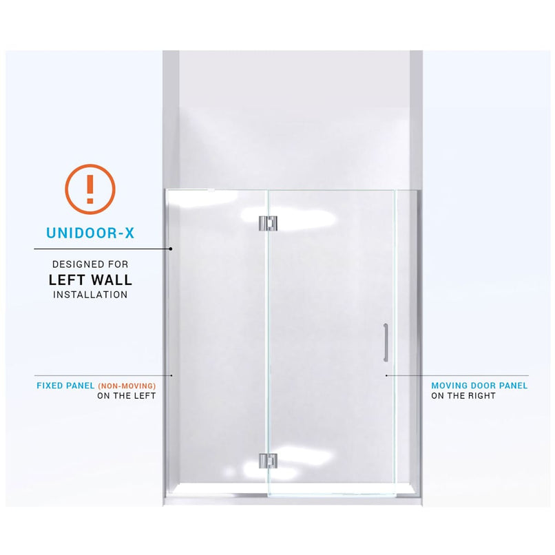 Unidoor-X 72" High x 54" Wide Hinged Frameless Shower Door with Clear Glass - image 4