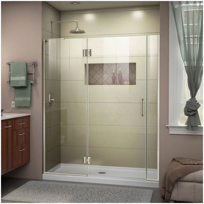 Unidoor-X 72" High x 53-1/2" Wide Hinged Frameless Shower Door with Clear Glass - image 1