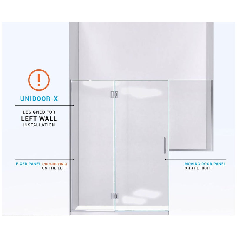 Unidoor-X 72" High x 71-1/2" Wide Hinged Frameless Shower Door with Clear Glass - image 6
