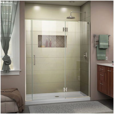 Unidoor-X 72" High x 54-1/2" Wide Hinged Frameless Shower Door with Clear Glass - image 1