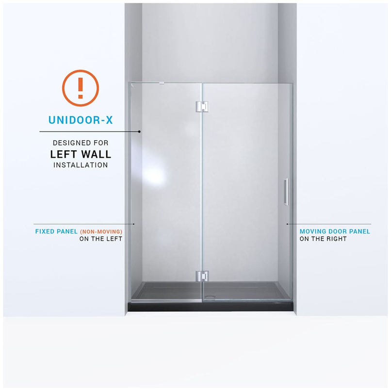 Unidoor-X 72" High x 48" Wide Hinged Frameless Shower Door with Clear Glass - image 4