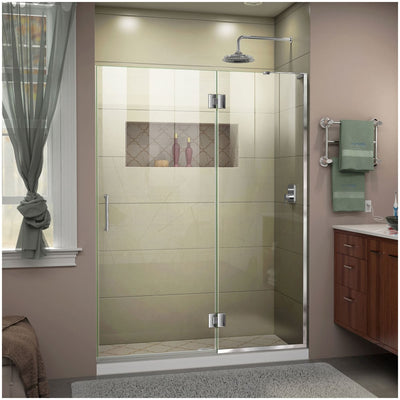 Unidoor-X 72" High x 48" Wide Hinged Frameless Shower Door with Clear Glass - image 1