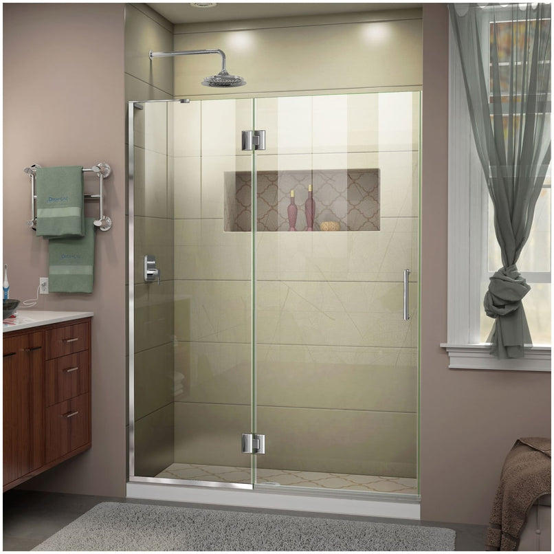 Unidoor-X 72" High x 49" Wide Hinged Frameless Shower Door with Clear Glass - image 1