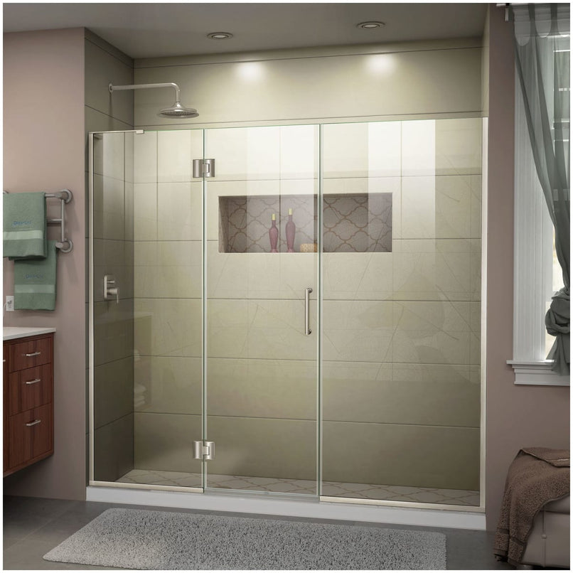 Unidoor-X 72" High x 64-1/2" Wide Hinged Frameless Shower Door with Clear Glass - image 1