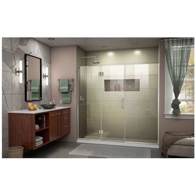 Unidoor-X 72" High x 64-1/2" Wide Hinged Frameless Shower Door with Clear Glass - image 3