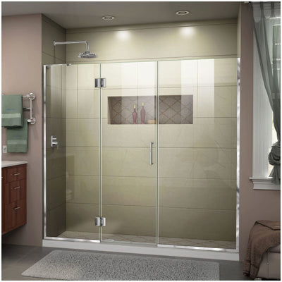 Unidoor-X 72" High x 72-1/2" Wide Hinged Frameless Shower Door with Clear Glass - image 1