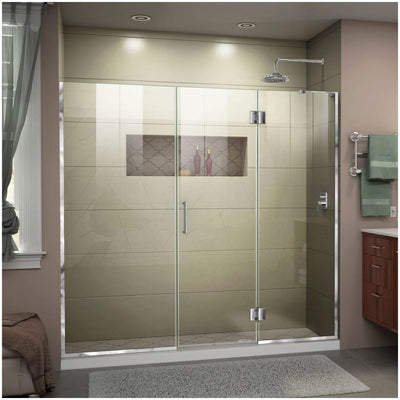 Unidoor-X 72" High x 72-1/2" Wide Hinged Frameless Shower Door with Clear Glass - image 1