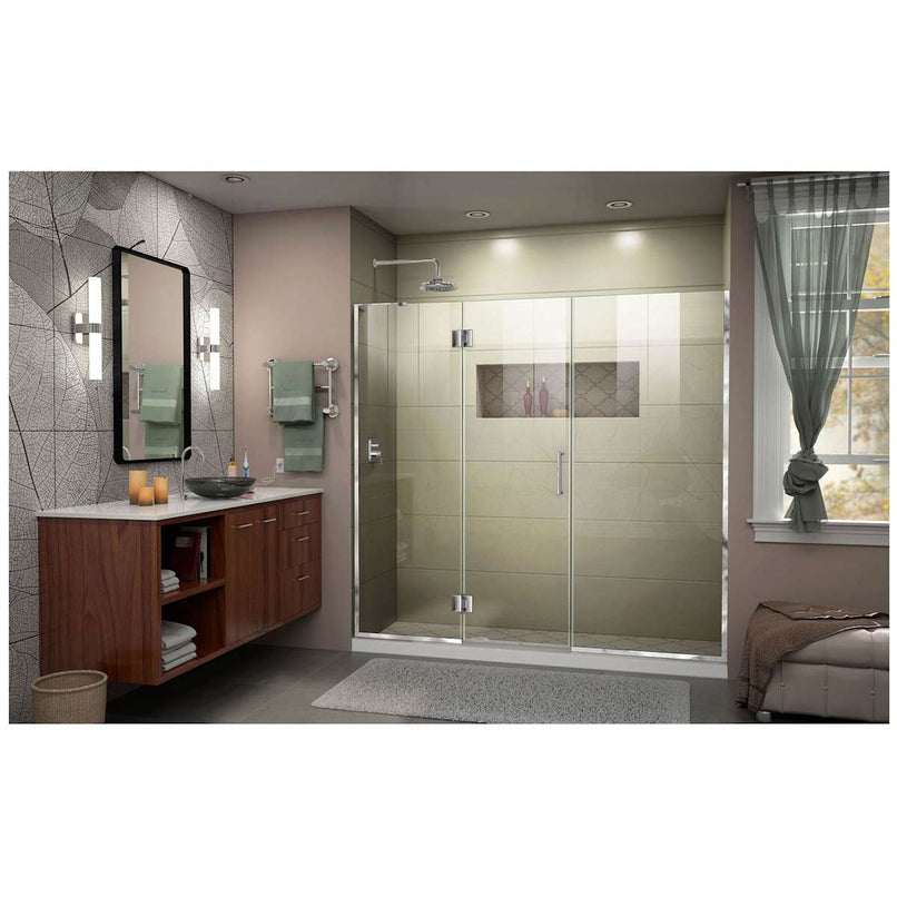 Unidoor-X 72" High x 66" Wide Hinged Frameless Shower Door with Clear Glass - image 8
