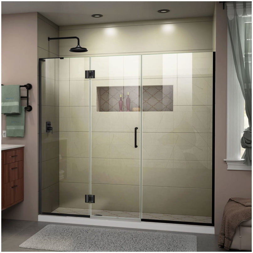 Unidoor-X 72" High x 65-1/2" Wide Hinged Frameless Shower Door with Clear Glass - image 1