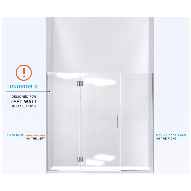Unidoor-X 72" High x 65-1/2" Wide Hinged Frameless Shower Door with Clear Glass - image 4