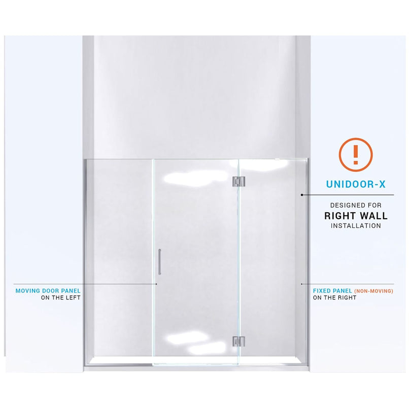 Unidoor-X 72" High x 65-1/2" Wide Hinged Frameless Shower Door with Clear Glass - image 4