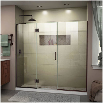 Unidoor-X 72" High x 66-1/2" Wide Hinged Frameless Shower Door with Clear Glass - image 1