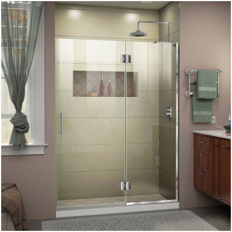 Unidoor-X 72" High x 52" Wide Hinged Frameless Shower Door with Clear Glass - image 1