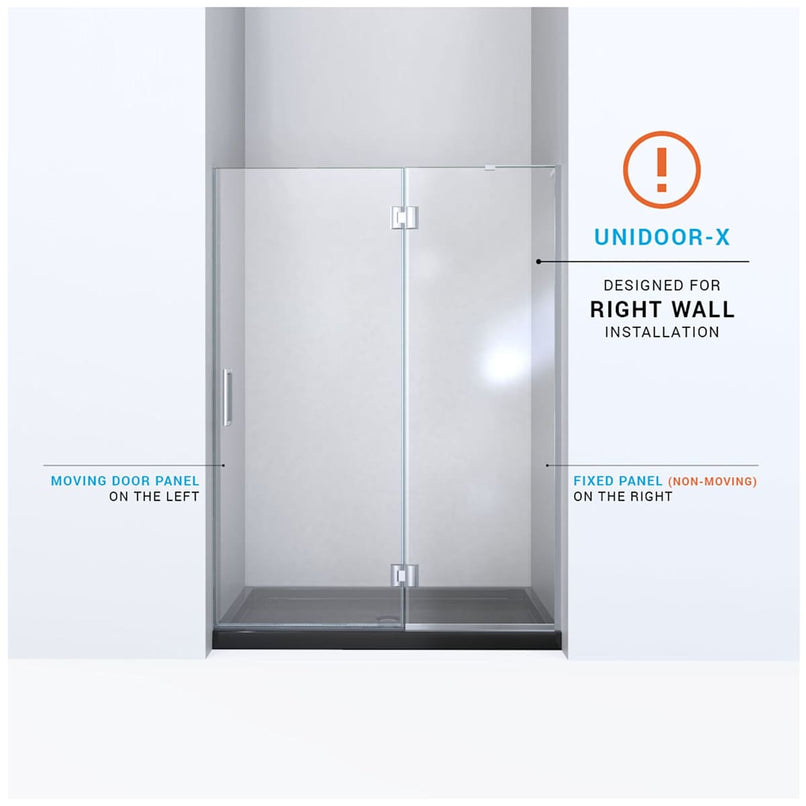 Unidoor-X 72" High x 52" Wide Hinged Frameless Shower Door with Clear Glass - image 4
