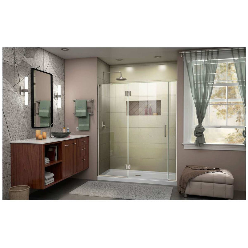 Unidoor-X 72" High x 60" Wide Hinged Frameless Shower Door with Clear Glass - image 3