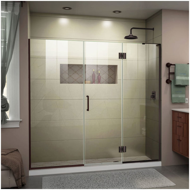 Unidoor-X 72" High x 68-1/2" Wide Hinged Frameless Shower Door with Clear Glass - image 1