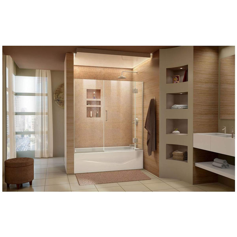 Unidoor-X 58" High x 58" Wide Hinged Frameless Tub Door with Clear Glass - image 9