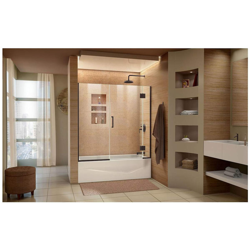 Unidoor-X 58" High x 58" Wide Hinged Frameless Tub Door with Clear Glass - image 12