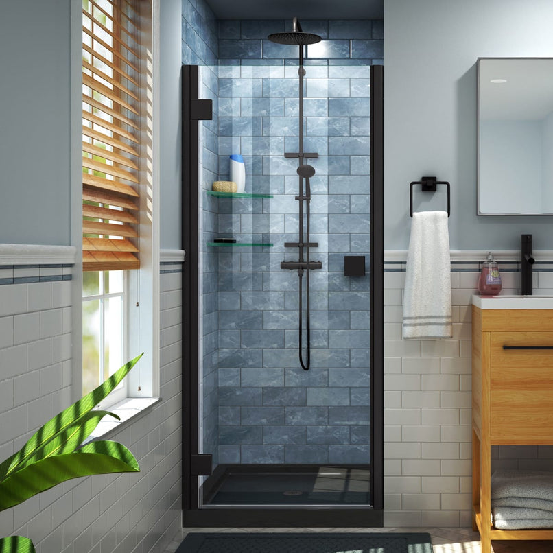Lumen 36" D x 42" W x 74 3/4" H Hinged Shower Door with Acrylic Base Kit - image 1